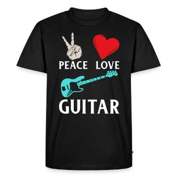 Peace Love Guitare Drôles Guitaristes - T-shirt Premium bio Homme - noir - Devant - Nico (187cm)