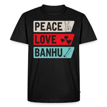 Peace Love Banhu Stringed Instrument - Men's Premium Organic T-Shirt - black - Front - Nico (187cm)