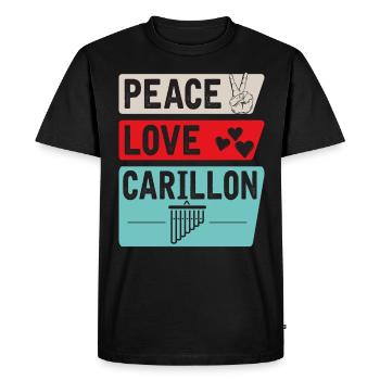 Peace Love Carillon Bell Ringer Music - Men's Premium Organic T-Shirt - black - Front - Nico (187cm)