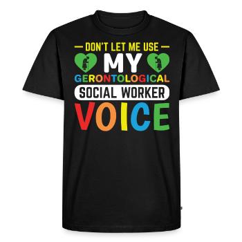 Travailleur social gérontologique Emploi Gérontologie - T-shirt Premium bio Homme - noir - Devant - Nico (187cm)