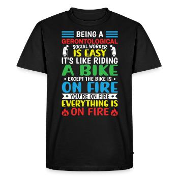Travailleur social gérontologique Emploi Gérontologie - T-shirt Premium bio Homme - noir - Devant - Nico (187cm)