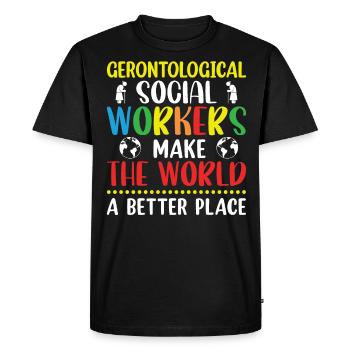 Travailleur social gérontologique Emploi Gérontologie - T-shirt Premium bio Homme - noir - Devant - Nico (187cm)