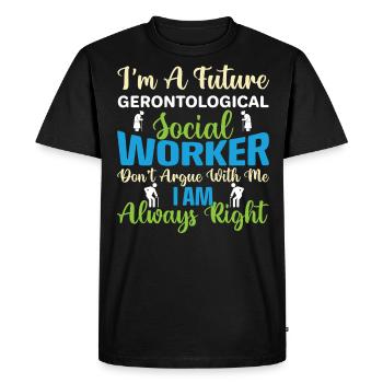 Je suis un futur travailleur social gérontologique - T-shirt Premium bio Homme - noir - Devant - Nico (187cm)