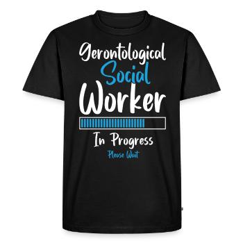 Travailleur social gérontologique en cours - T-shirt Premium bio Homme - noir - Devant - Nico (187cm)