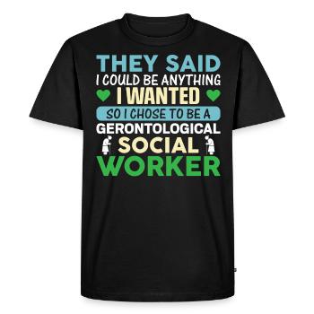 Travailleur social gérontologique Emploi Gérontologie - T-shirt Premium bio Homme - noir - Devant - Nico (187cm)