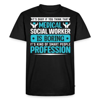 Travailleur social médical Emploi Hôpital - T-shirt Premium bio Homme - noir - Devant - Nico (187cm)