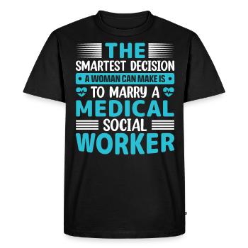 Travailleur social médical Emploi Hôpital - T-shirt Premium bio Homme - noir - Devant - Nico (187cm)