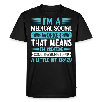 Travailleur social médical Emploi Hôpital - T-shirt Premium bio Homme - noir - Devant - Nico (187cm)