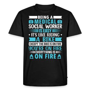 Travailleur social médical Emploi Hôpital - T-shirt Premium bio Homme - noir - Devant - Nico (187cm)
