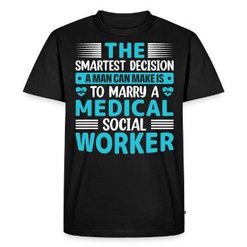 Travailleur social médical Emploi Hôpital - T-shirt Premium bio Homme - noir - Devant - Nico (187cm)