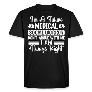Emploi de futur travailleur social médical - T-shirt Premium bio Homme - noir - Devant - Nico (187cm)