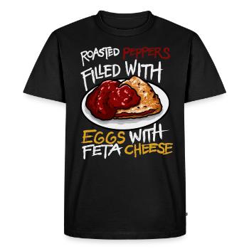 Poivrons rôtis Œufs fourrés Fromage feta - T-shirt Premium bio Homme - noir - Devant - Nico (187cm)
