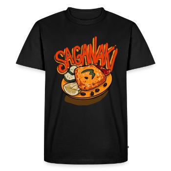 Saganaki Cuisine grecque Amateurs de cuisine - T-shirt Premium bio Homme - noir - Devant - Nico (187cm)