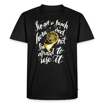 Français De musique à cor - T-shirt Premium bio Homme - noir - Devant - Nico (187cm)