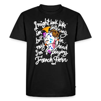 Français d’instruments de musique de cor - T-shirt Premium bio Homme - noir - Devant - Nico (187cm)
