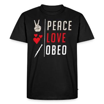 Peace Love Obeo Instrument Musical - T-shirt Premium bio Homme - noir - Devant - Nico (187cm)
