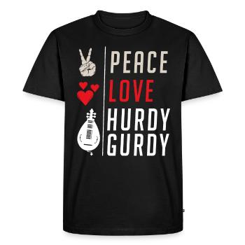 Peace Love Hurdy Gurdy Music Instrument - Men's Premium Organic T-Shirt - black - Front - Nico (187cm)