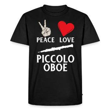 Peace Love Piccolo Instrument de musique hautbois - T-shirt Premium bio Homme - noir - Devant - Nico (187cm)