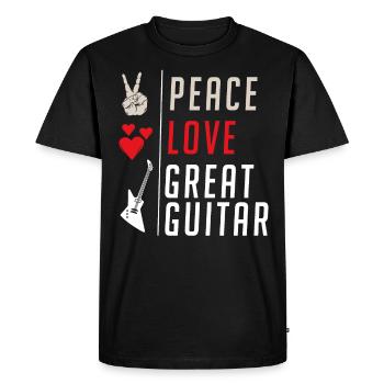Peace Love Grand instrument de musique de guitare - T-shirt Premium bio Homme - noir - Devant - Nico (187cm)