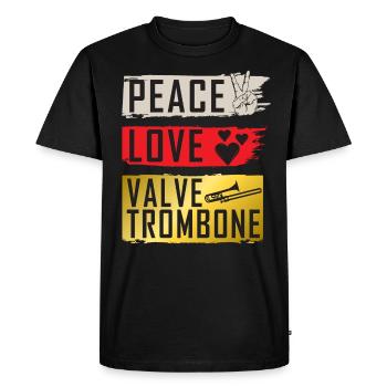 Peace Love Valve Trombone Instrument - Men's Premium Organic T-Shirt - black - Front - Nico (187cm)