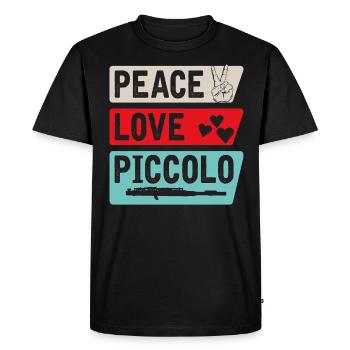 Peace Love Piccolo Musical Instrument - Men's Premium Organic T-Shirt - black - Front - Nico (187cm)