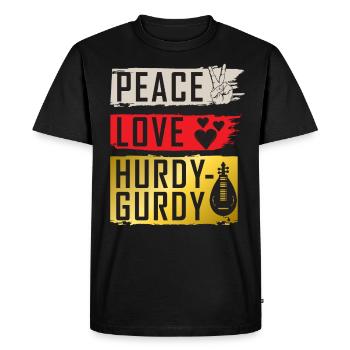 Peace Love Hurdy-Gurdy Instrument de musique - T-shirt Premium bio Homme - noir - Devant - Nico (187cm)