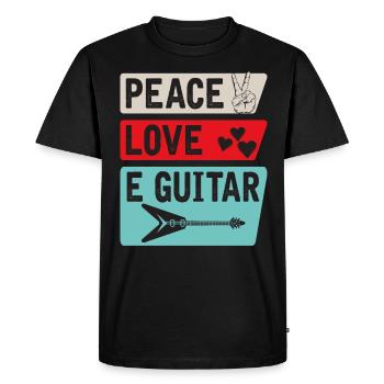 Peace Love E Instrument de musique de guitare - T-shirt Premium bio Homme - noir - Devant - Nico (187cm)