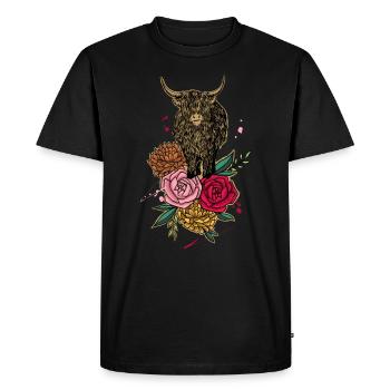 Scottish Highland Cow Cattle Cow Whisperer Farming - Men's Premium Organic T-Shirt - black - Front - Nico (187cm)