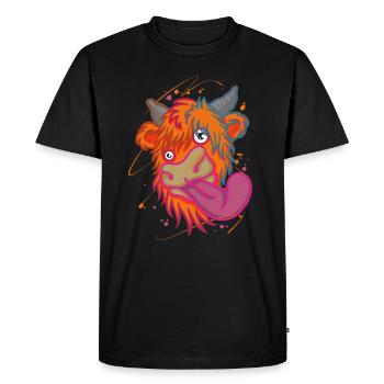 Scottish Highland Cow Cattle Cow Whisperer Farming - Men's Premium Organic T-Shirt - black - Front - Nico (187cm)
