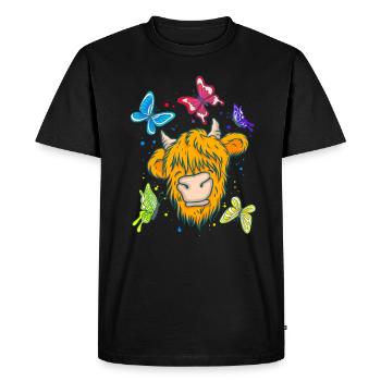 Scottish Highland Cow Cattle Cow Whisperer Farming - Men's Premium Organic T-Shirt - black - Front - Nico (187cm)