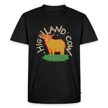 Scottish Highland Cow Cattle Cow Whisperer Farming - Men's Premium Organic T-Shirt - black - Front - Nico (187cm)