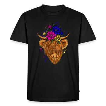 Scottish Highland Cow Cattle Cow Whisperer Farming - Men's Premium Organic T-Shirt - black - Front - Nico (187cm)