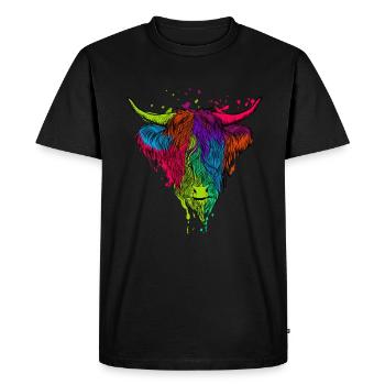 Scottish Highland Cow Cattle Cow Whisperer Farming - Men's Premium Organic T-Shirt - black - Front - Nico (187cm)
