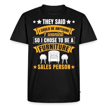 Vendeur de meubles Vendeur Vendeur Emploi - T-shirt Premium bio Homme - noir - Devant - Nico (187cm)