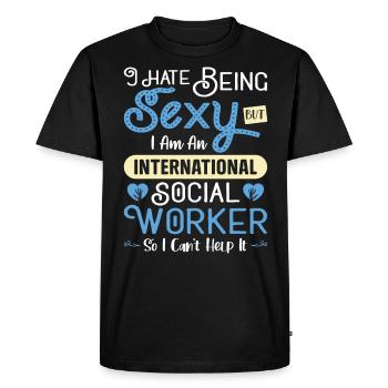 Profession de travailleur social international - T-shirt Premium bio Homme - noir - Devant - Nico (187cm)