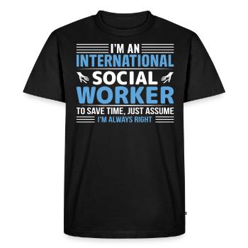 International Social Worker Occupation Profession - Men's Premium Organic T-Shirt - black - Front - Nico (187cm)