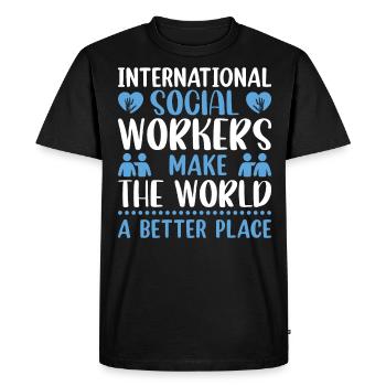 International Social Workers Make The World A - Men's Premium Organic T-Shirt - black - Front - Nico (187cm)