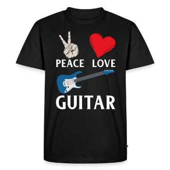 Peace Love Guitare Guitariste Guitar Lover - T-shirt Premium bio Homme - noir - Devant - Nico (187cm)
