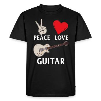 Peace Love Guitare Guitaristes Musique - T-shirt Premium bio Homme - noir - Devant - Nico (187cm)