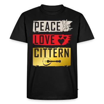 Peace Love Cittern Irish Step dancing - Men's Premium Organic T-Shirt - black - Front - Nico (187cm)