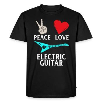 Peace Love Guitaristes de guitare électrique - T-shirt Premium bio Homme - noir - Devant - Nico (187cm)