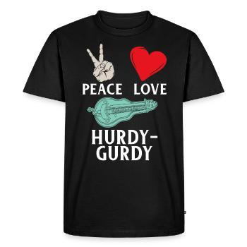 Peace Love Hurdy Gurdy Instrument - Men's Premium Organic T-Shirt - black - Front - Nico (187cm)