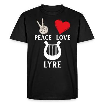Peace Love Lyre Horn Lyre Instrument - Men's Premium Organic T-Shirt - black - Front - Nico (187cm)