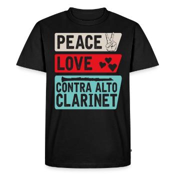 Peace Love Contra Alto Clarinette Musique - T-shirt Premium bio Homme - noir - Devant - Nico (187cm)