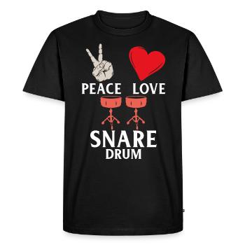 Peace Love Snare Drum Snare Instrument - Men's Premium Organic T-Shirt - black - Front - Nico (187cm)