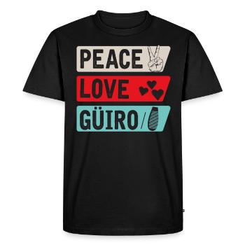 Peace Love Güiro Instrument Güiro Player - Men's Premium Organic T-Shirt - black - Front - Nico (187cm)