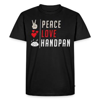 Peace Love Handpan Instrument Drum - Men's Premium Organic T-Shirt - black - Front - Nico (187cm)