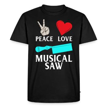 Peace Love Instrument de musique De scie musicale - T-shirt Premium bio Homme - noir - Devant - Nico (187cm)