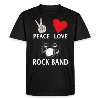 Peace Love Rock Band Instrument de musique - T-shirt Premium bio Homme - noir - Devant - Nico (187cm)