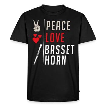 Peace Love Basset Cor Instrument de musique - T-shirt Premium bio Homme - noir - Devant - Nico (187cm)